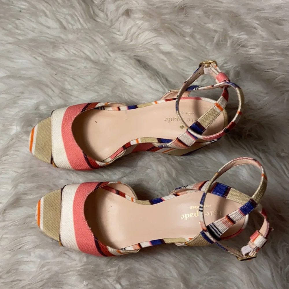 Kate Spade striped Dellie platform wedge sandals